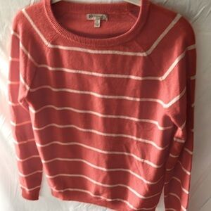 Philosophy: Coral/Cream Stripped Sweater- Cashmere- S